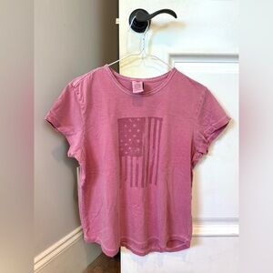 Tommy Hilfiger Women’s Size XL Vintage Dusty Pink American Flag USA Tee